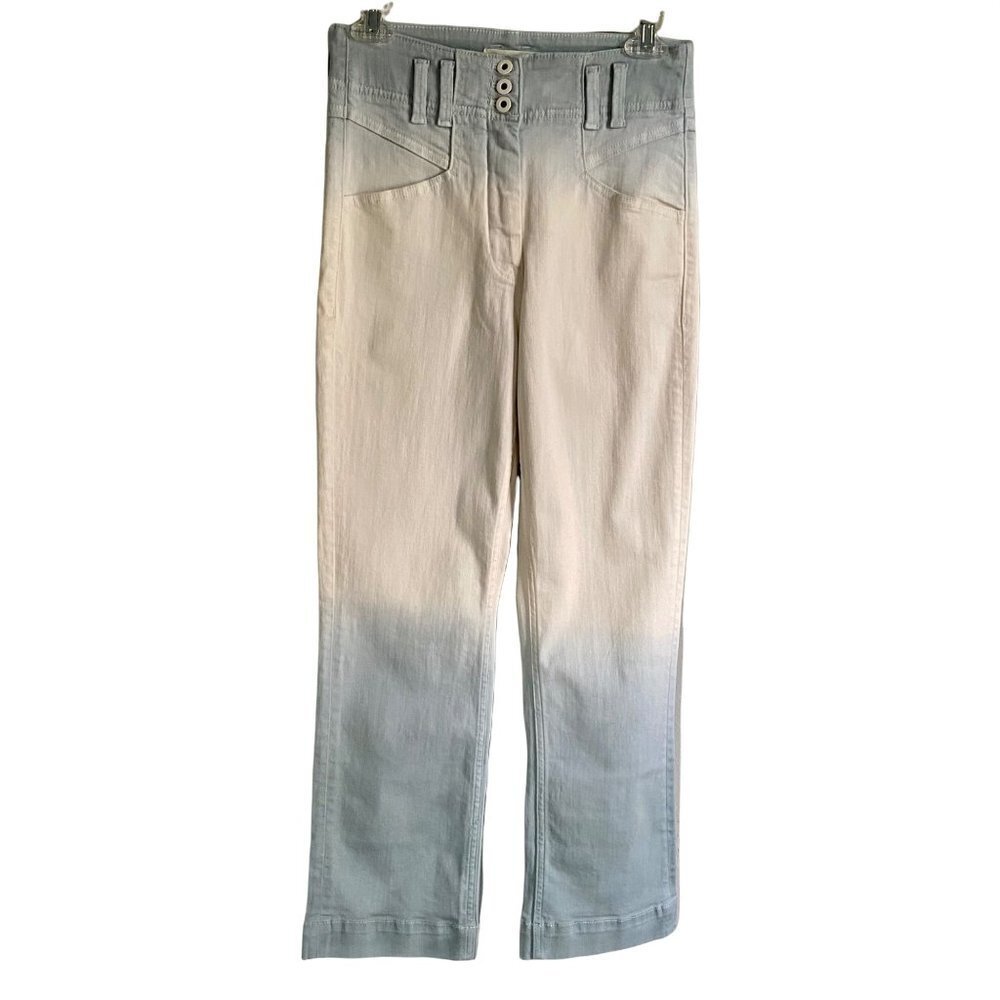 Anthropologie High Rise Dip Dye Blue White Cropped Jeans 27 NWOT